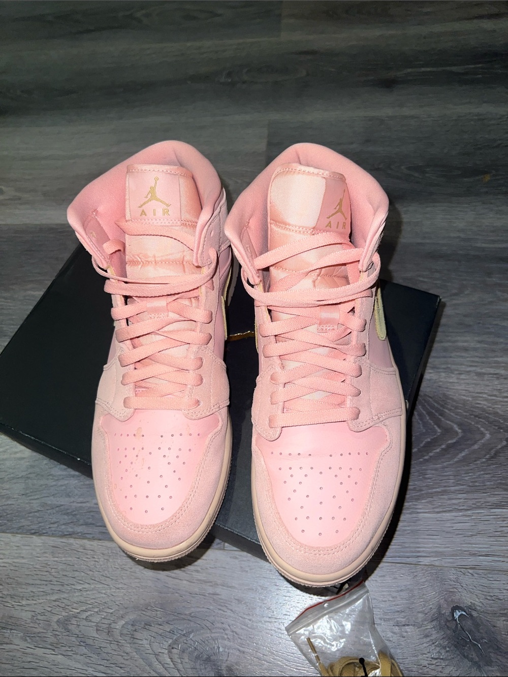 Nike Pink and Olive Green High Top Sneakers